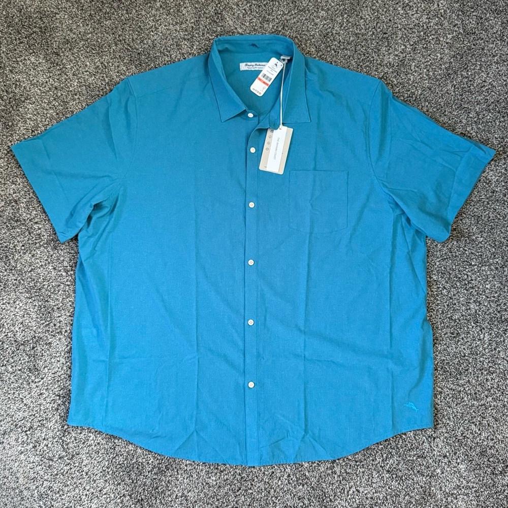 Tommy Bahama Big & Tall Bahama Coast IslandZone Heathered Solid Camp Shirt ~ NWT